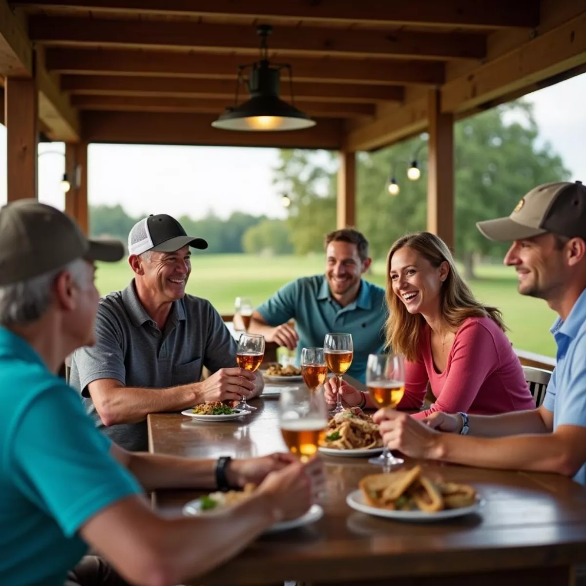 Golfers Socializing At The Snack Bar