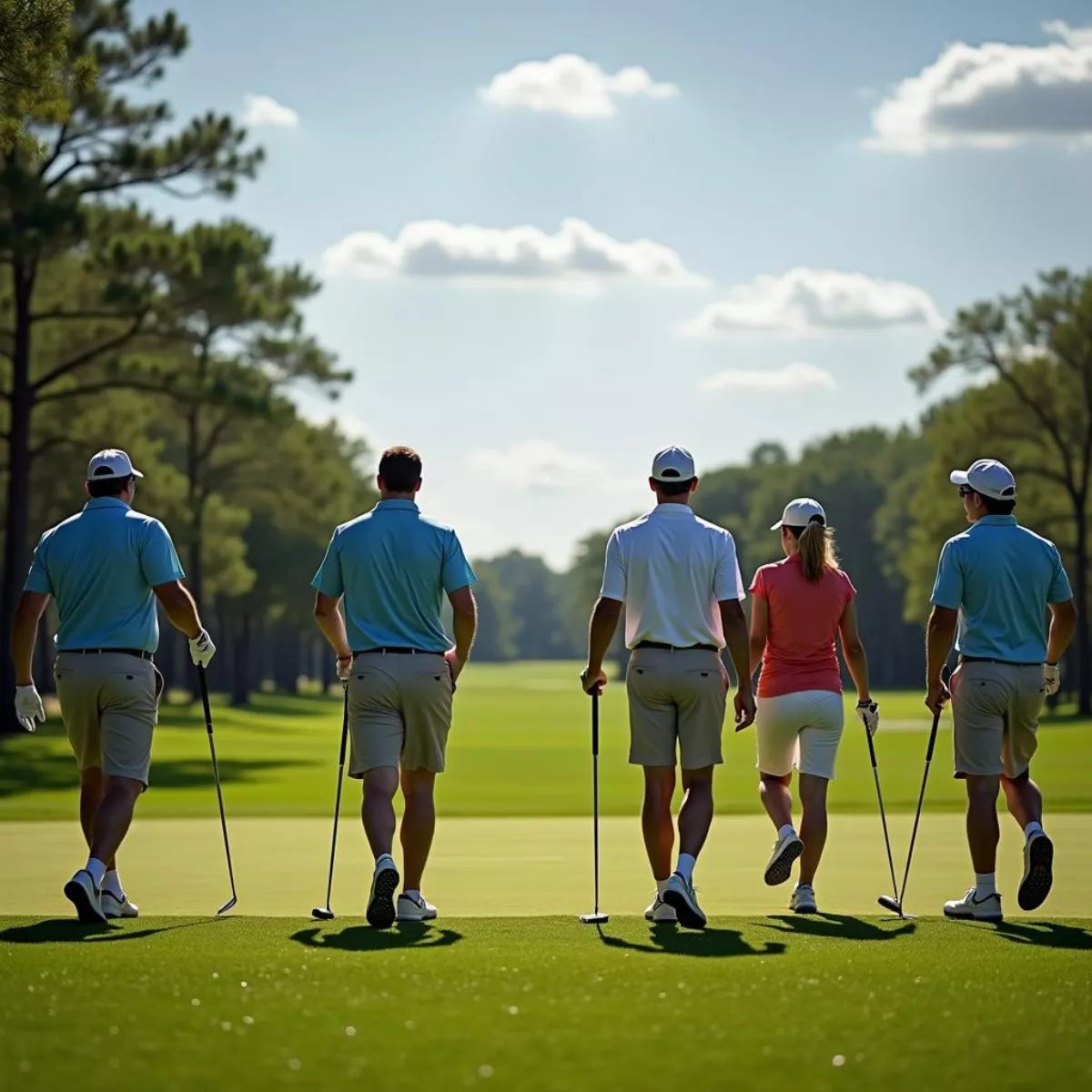 Group Of Golfers On Course