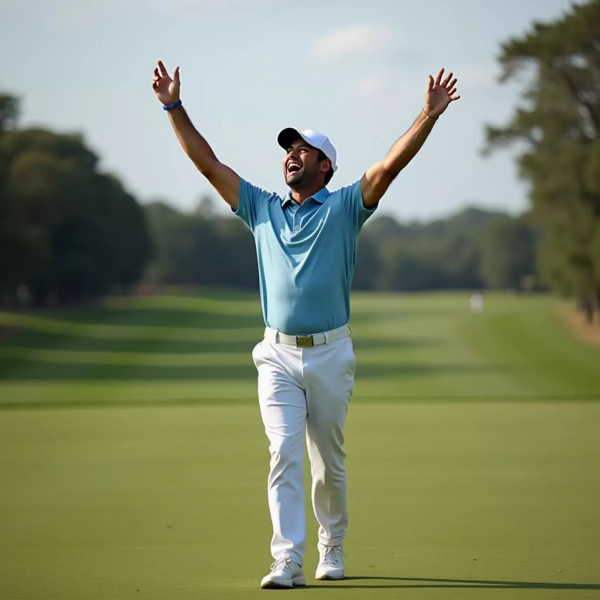 Golfer Celebrating A Successful Shot