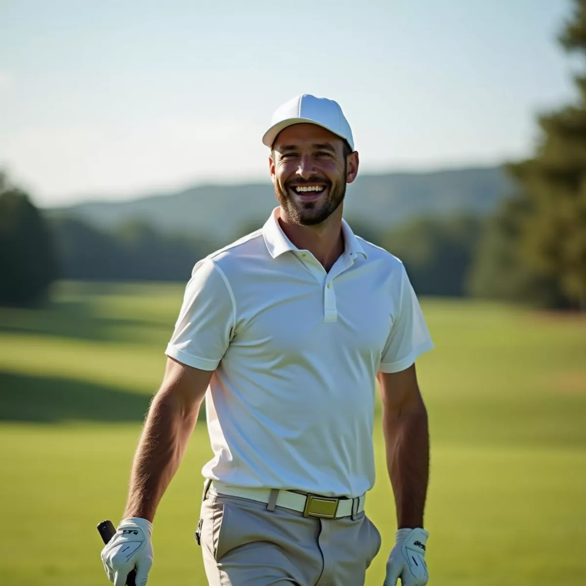 Happy Golfer Enjoying The Game