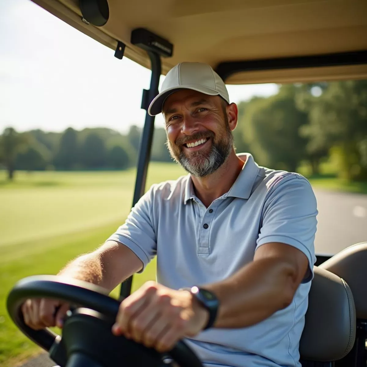 Happy Golfer With New Cart