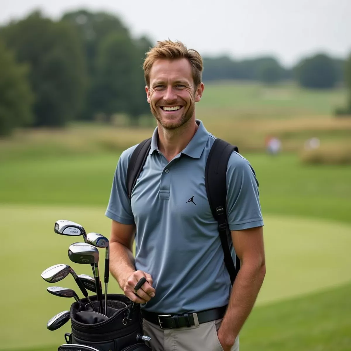 Golfer With Used Clubs