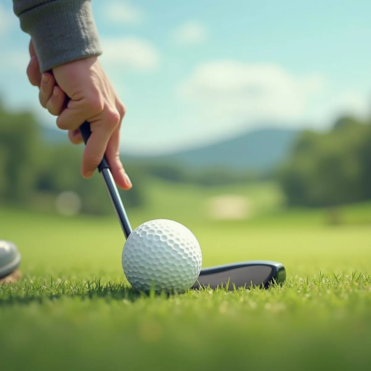 Golfer Hitting Behind The Ball