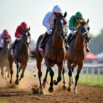 Horse racing wire to wire victory