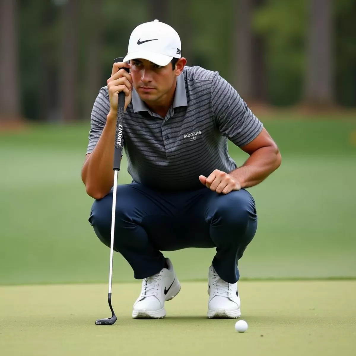 Jon Rahm Lining Up Putt