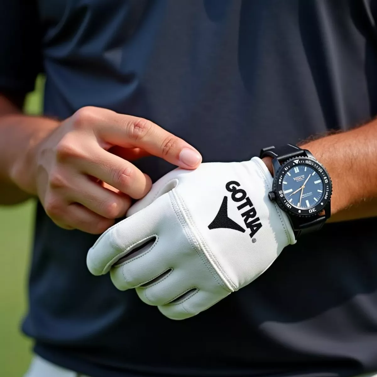 Jon Rahm Adjusting His Golf Glove