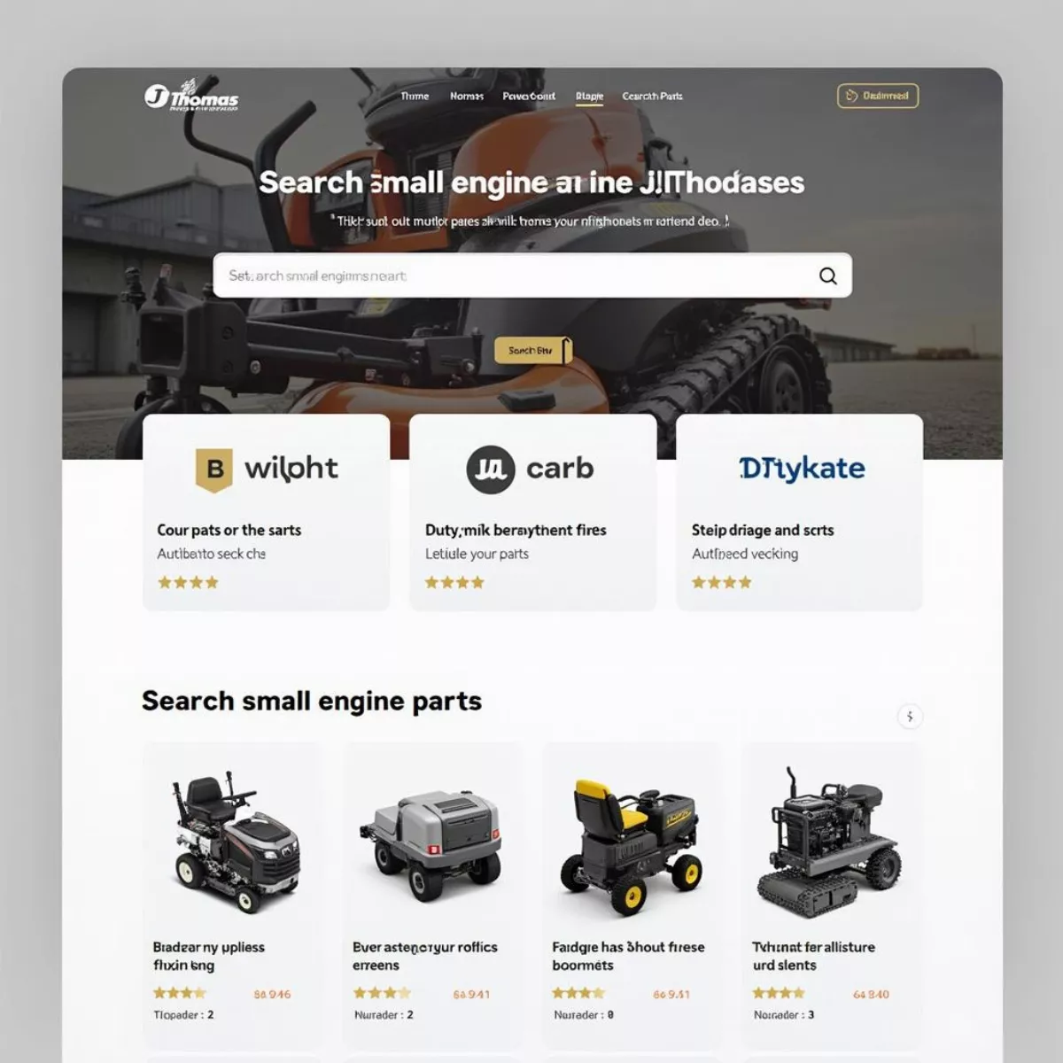 Jthomas Parts Website Homepage