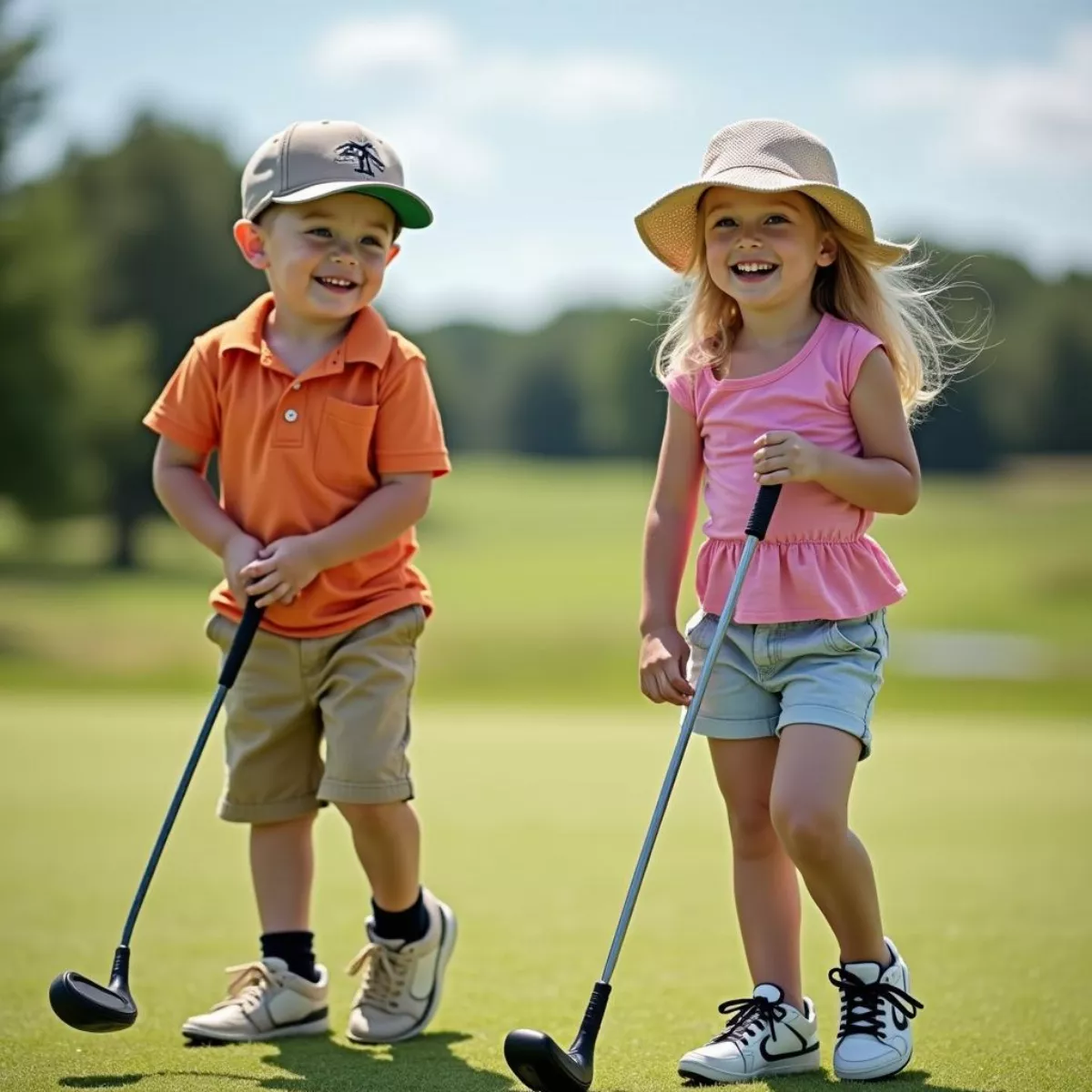 Children Enjoying Golf Outdoors