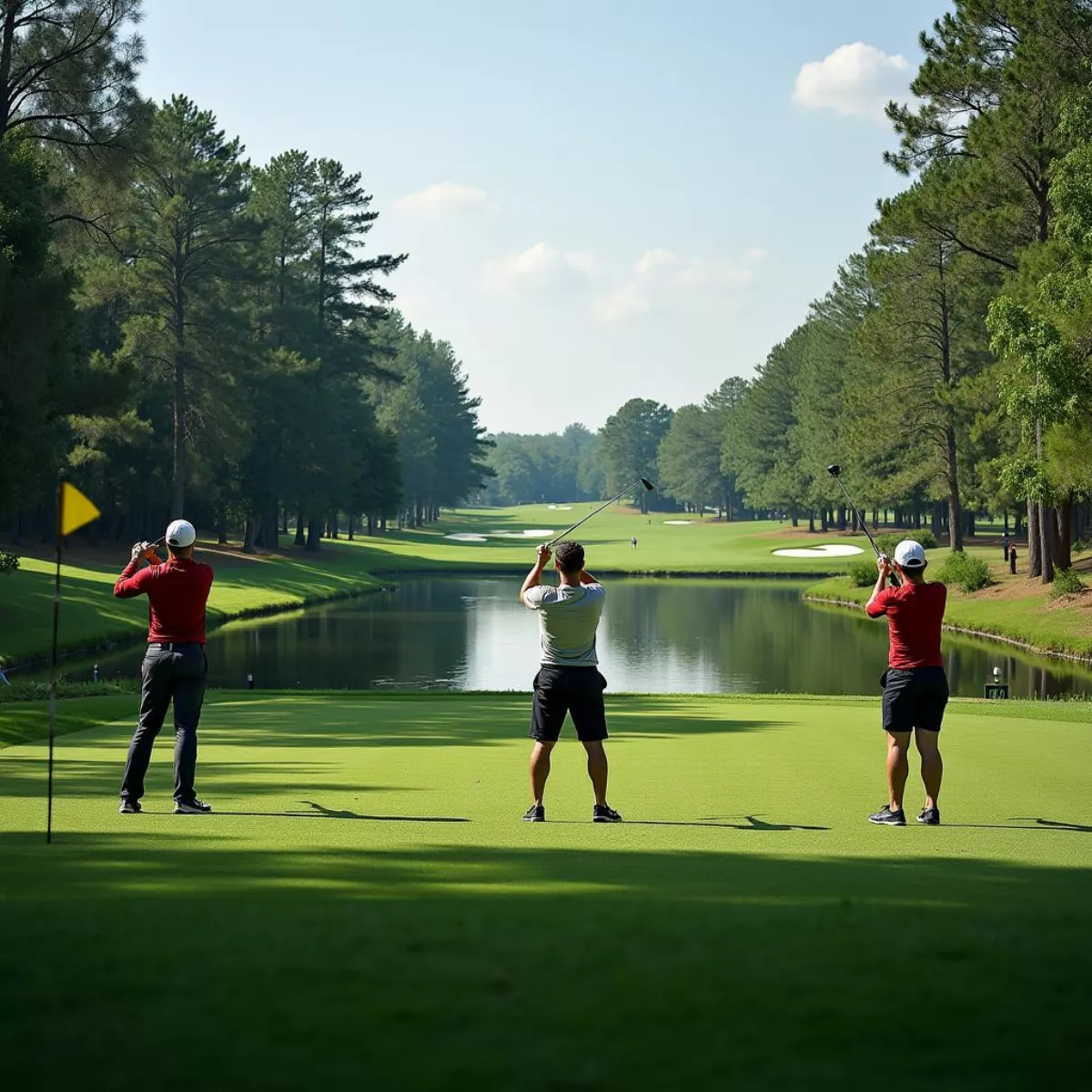 Golfers Taking Aim At Hole 4