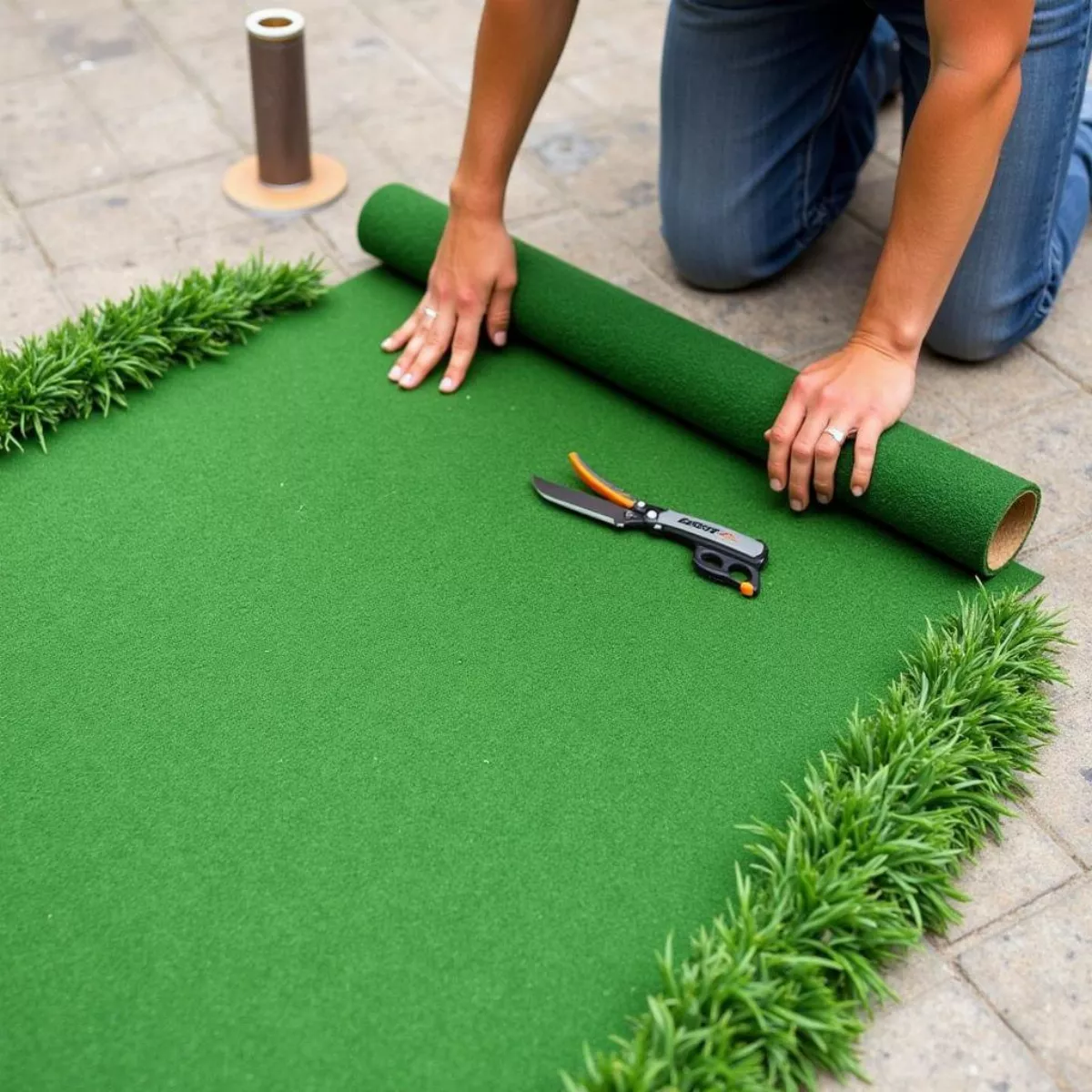 Laying Synthetic Turf For A Mini Golf Course