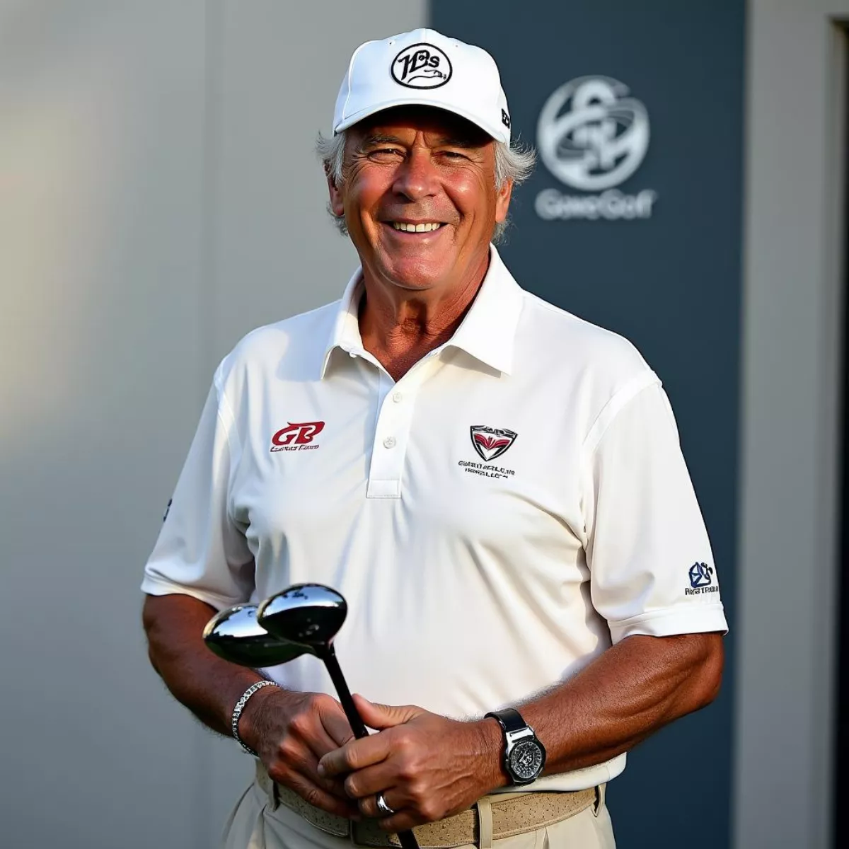 Lee Trevino Posing With Golf Clubs