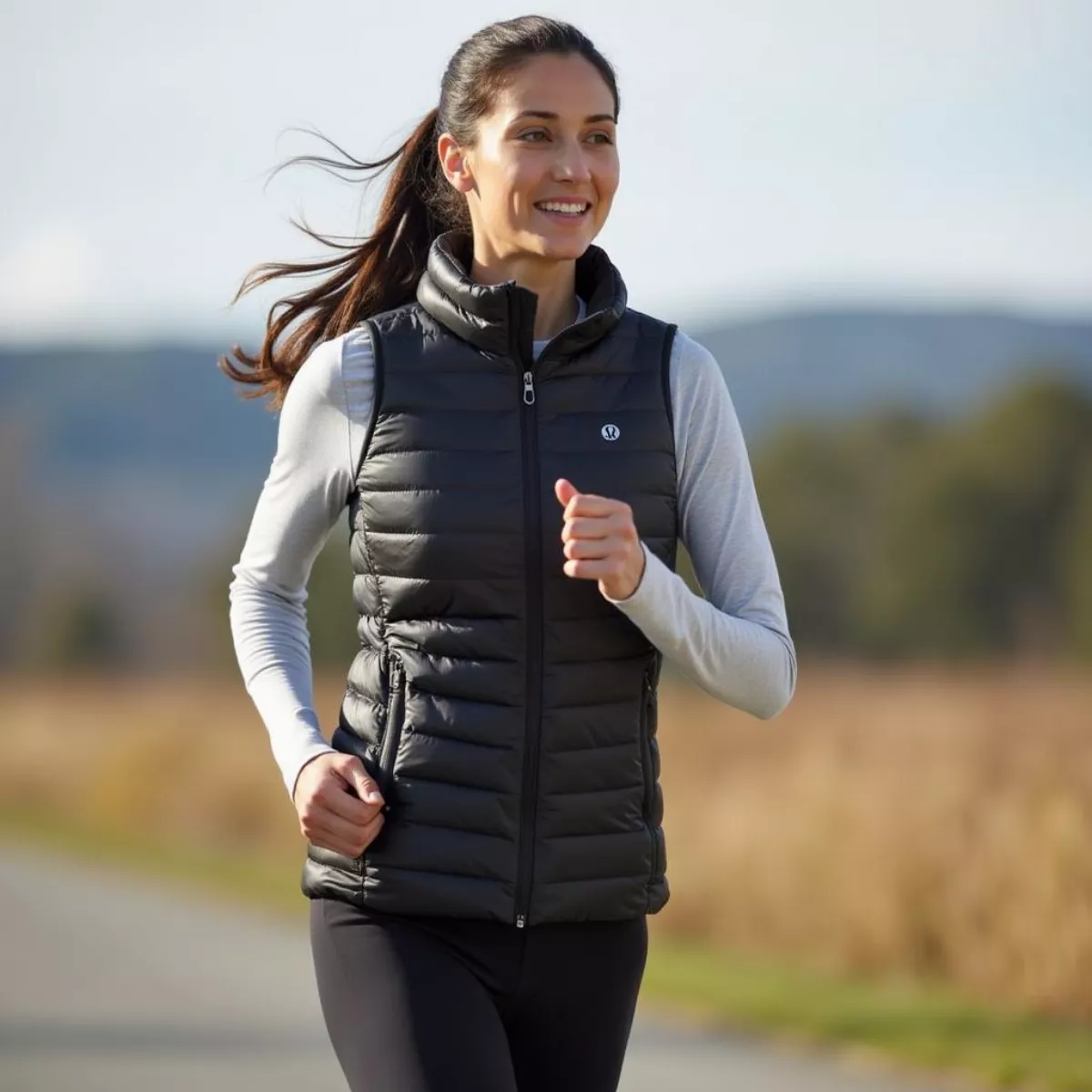 Woman Running in Lululemon Down for a Run Vest