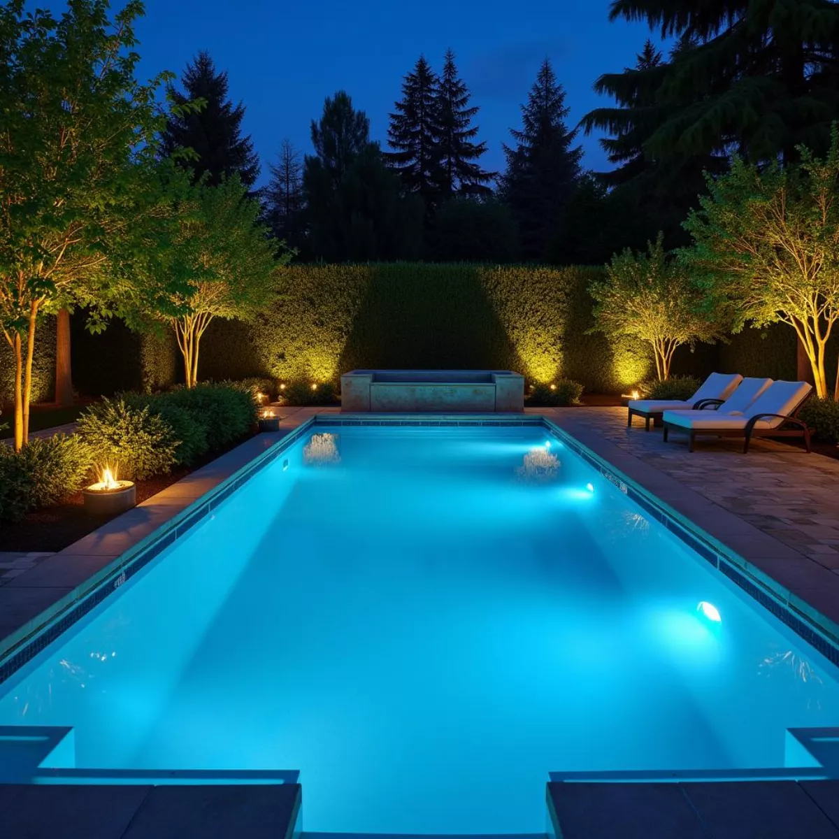 High-End Pool With Heating System, Lighting, And Landscaping