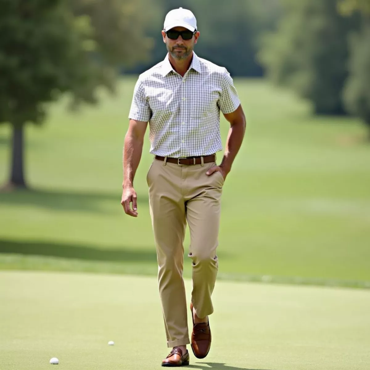 Man Sporting A Stylish And Sporty Look At Golf Tournament