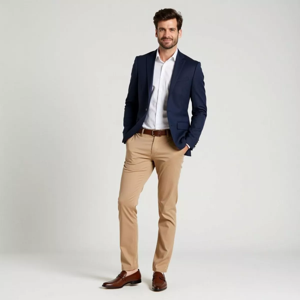 Man in Blue Blazer and Chinos