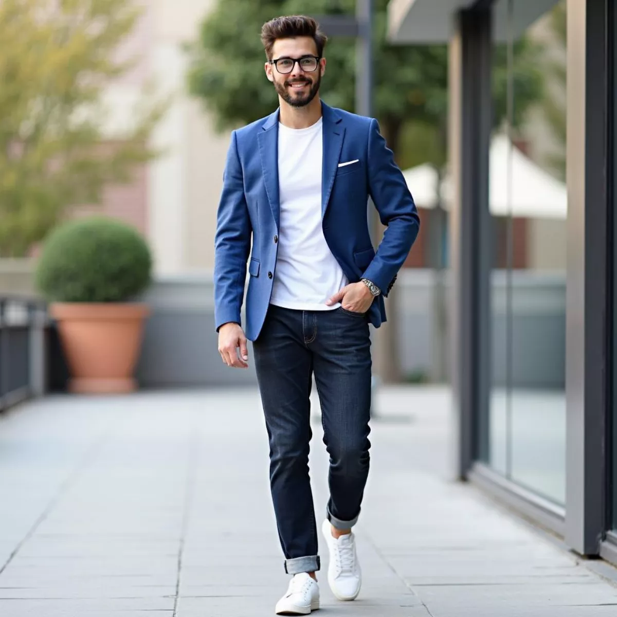 Blue Blazer with Jeans Outfit