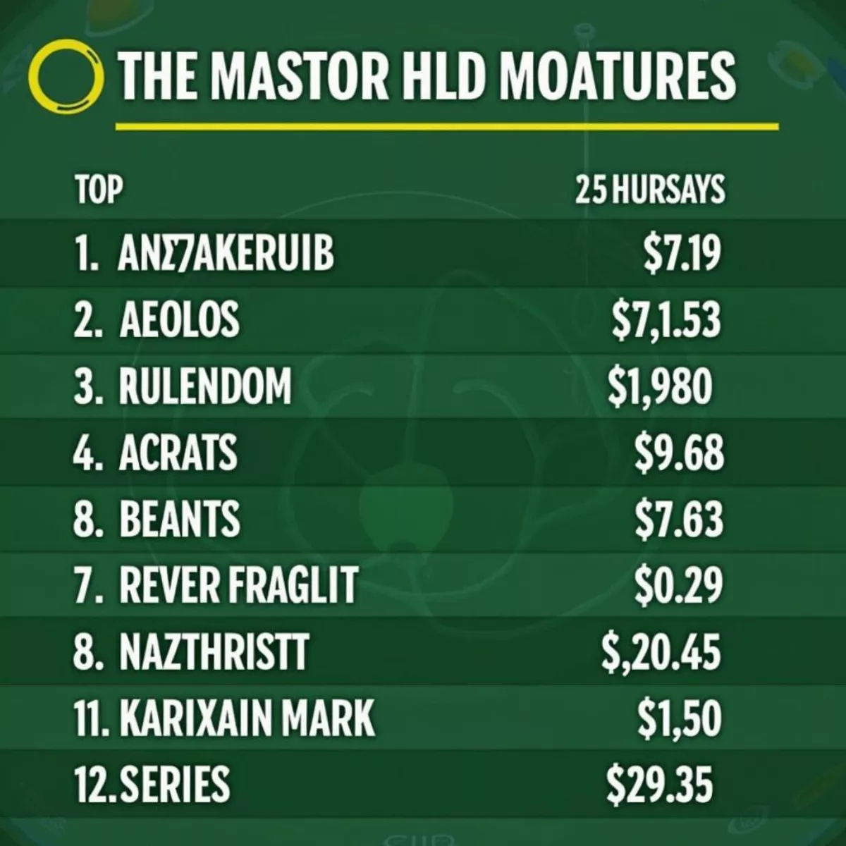 The Masters Leaderboard