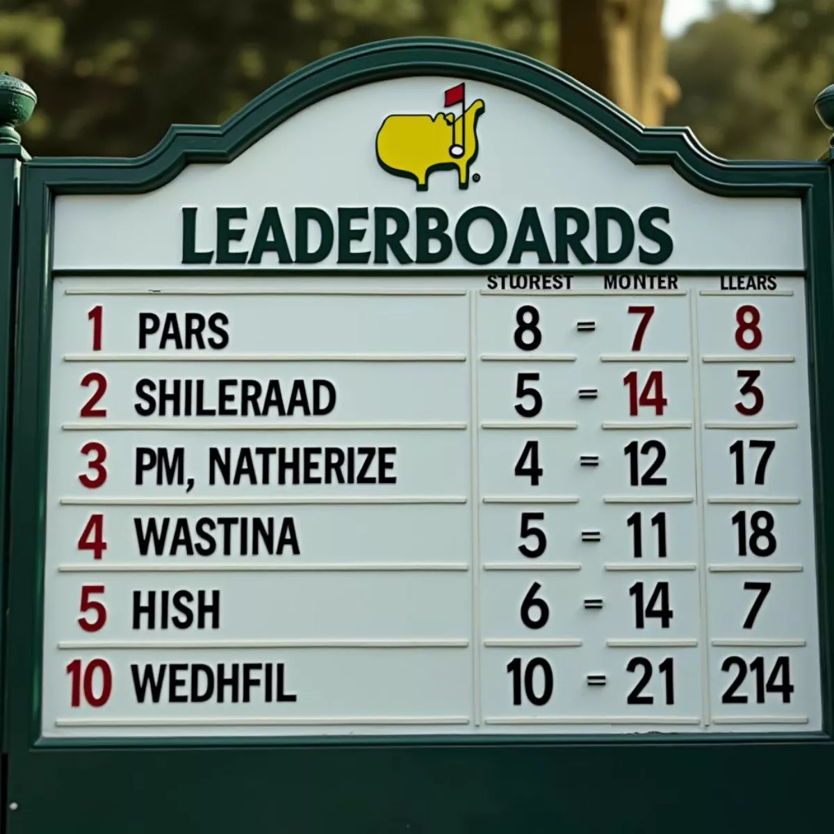 Close Leaderboard At The Masters 