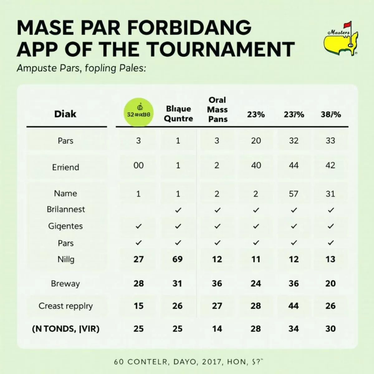 Masters Tournament Pars Made In 2022