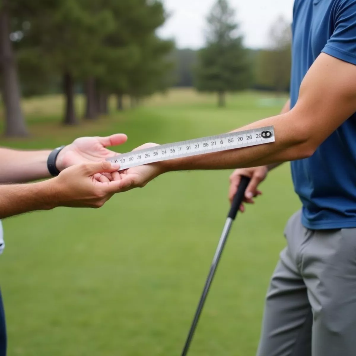 Golfer Measuring Putter Length