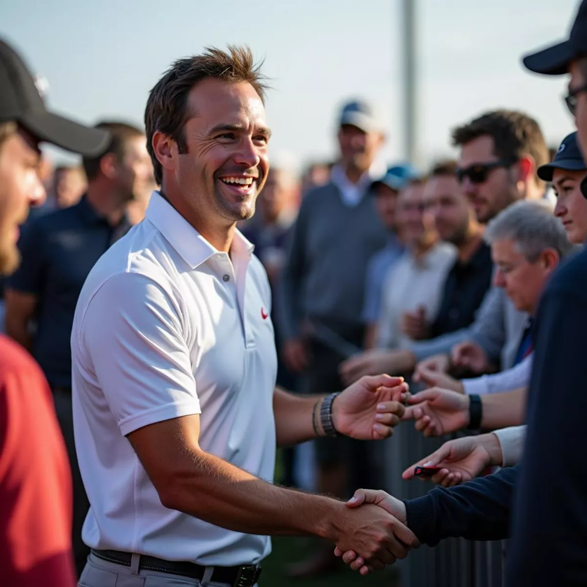 Micah Morris Interacting With Fans At A Golf Event