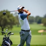 Micah Morris playing golf on a sunny day