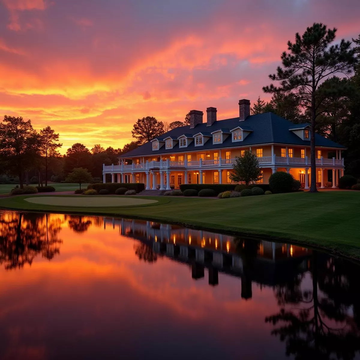 Mirror Lake Clubhouse At Sunset