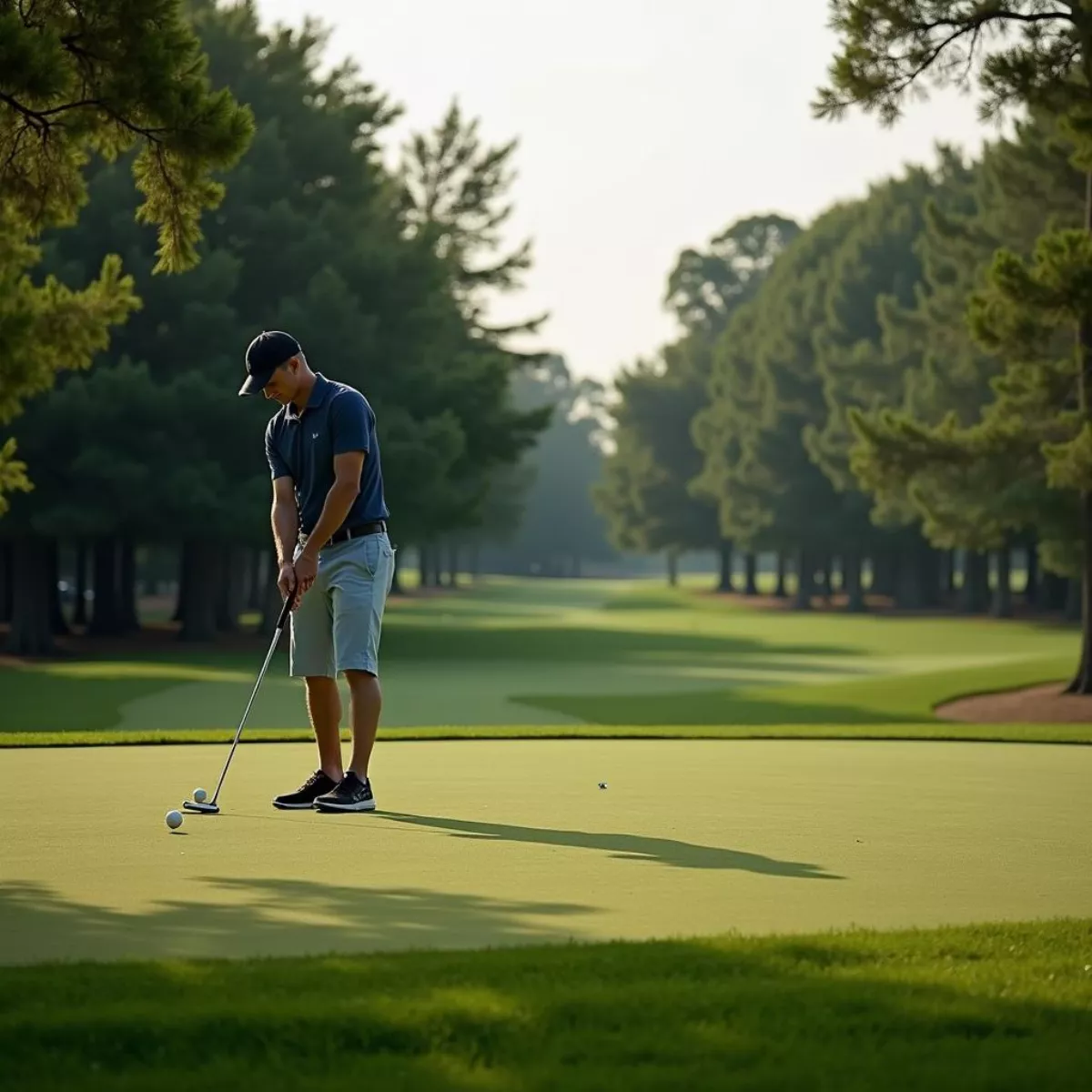 Golfer practicing putting at Mossy Grove Park