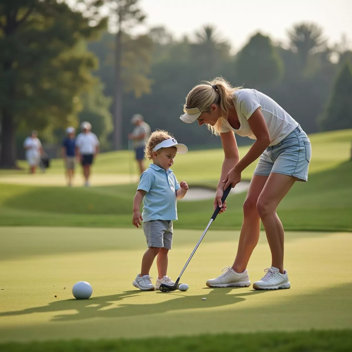 Mother And Child Golfing At Par 2