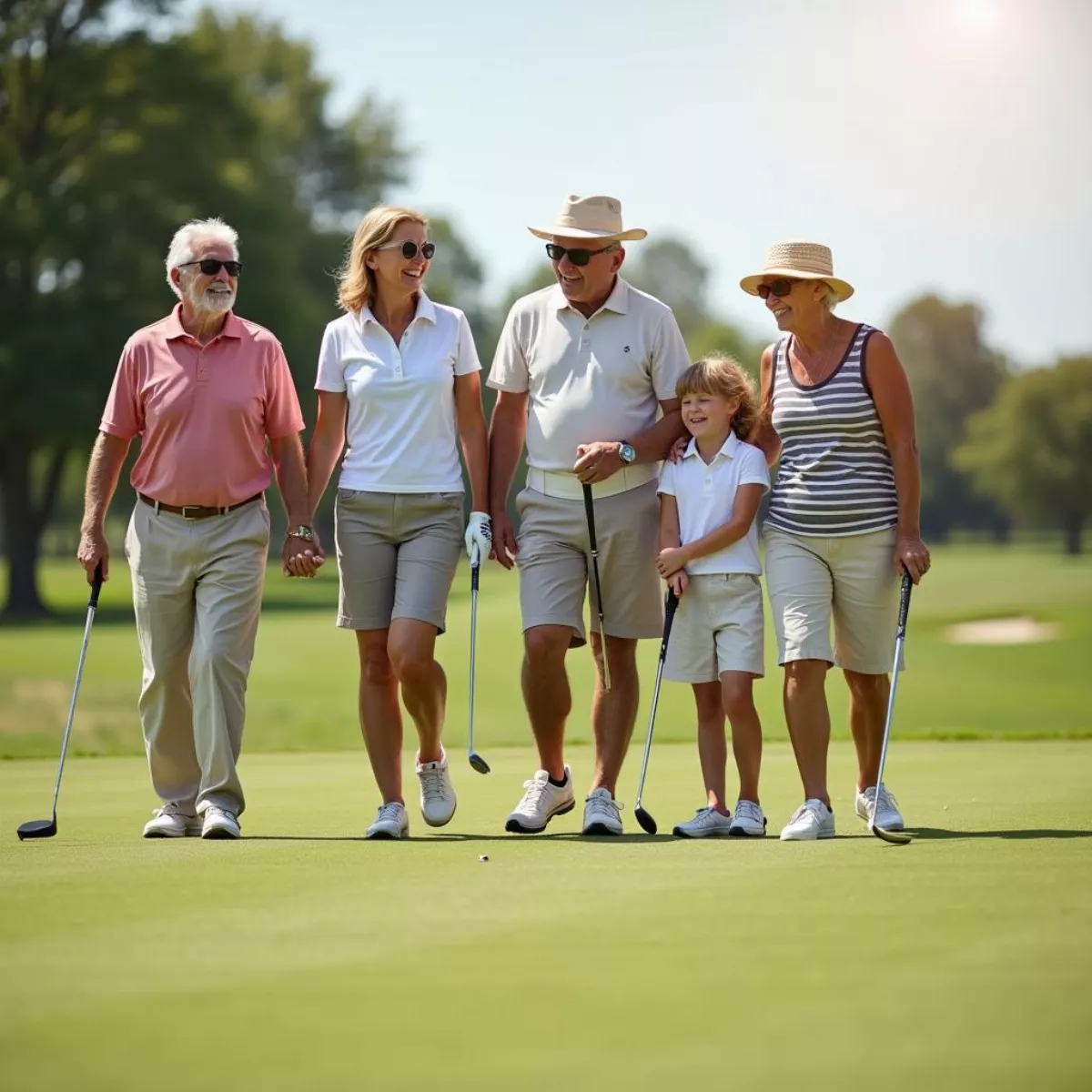 Multi-Generational Family Playing Golf