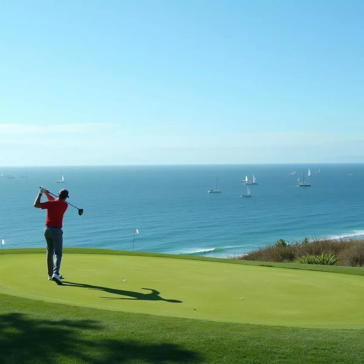 Newport Golf Course With Ocean View In The Background