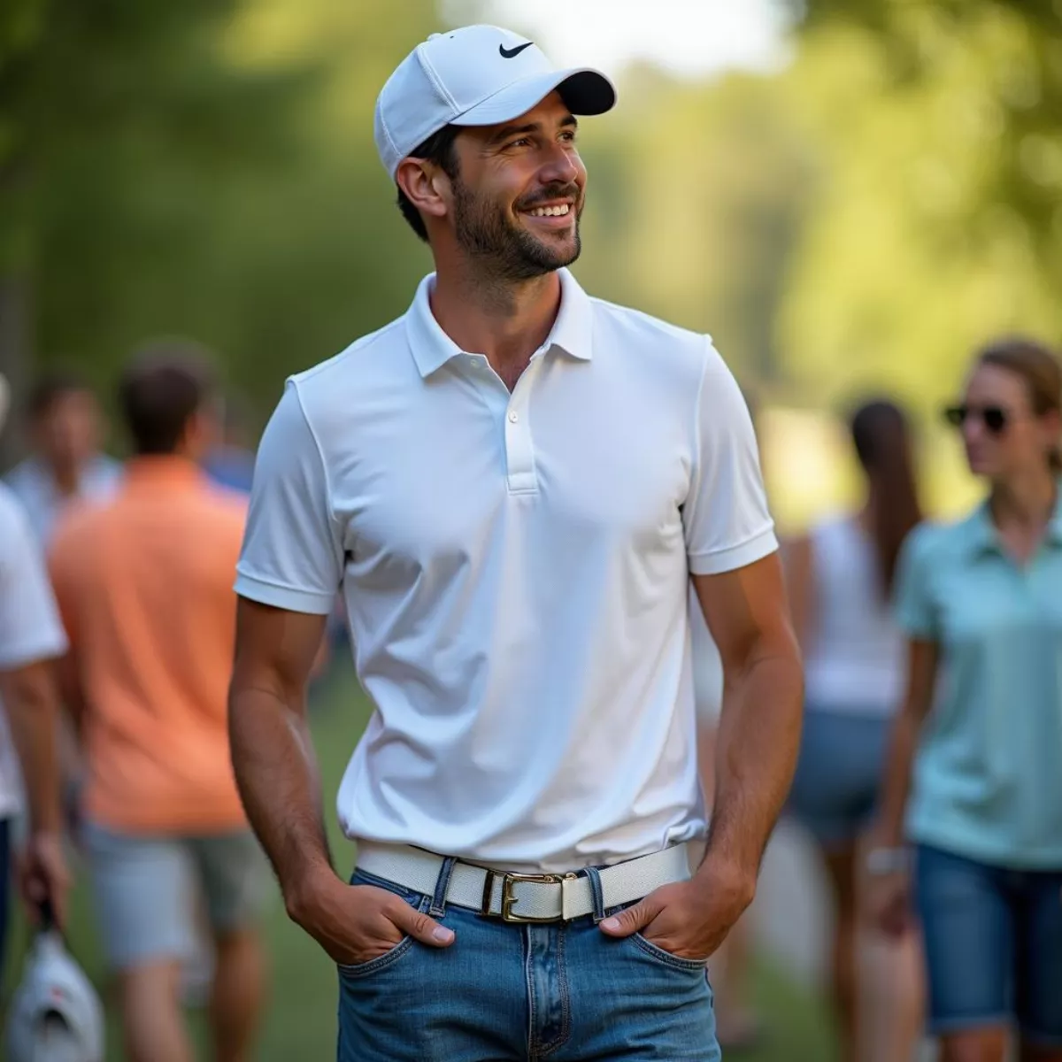 Man Wearing Nike Golf Polo In Casual Setting