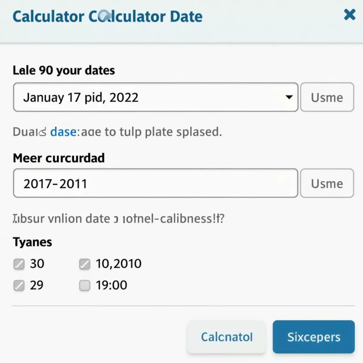 Date Calculator Interface