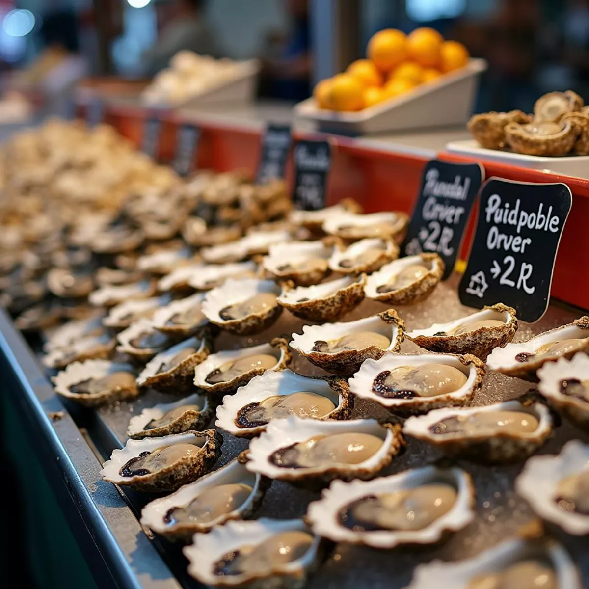 Oysters At A Seafood Market