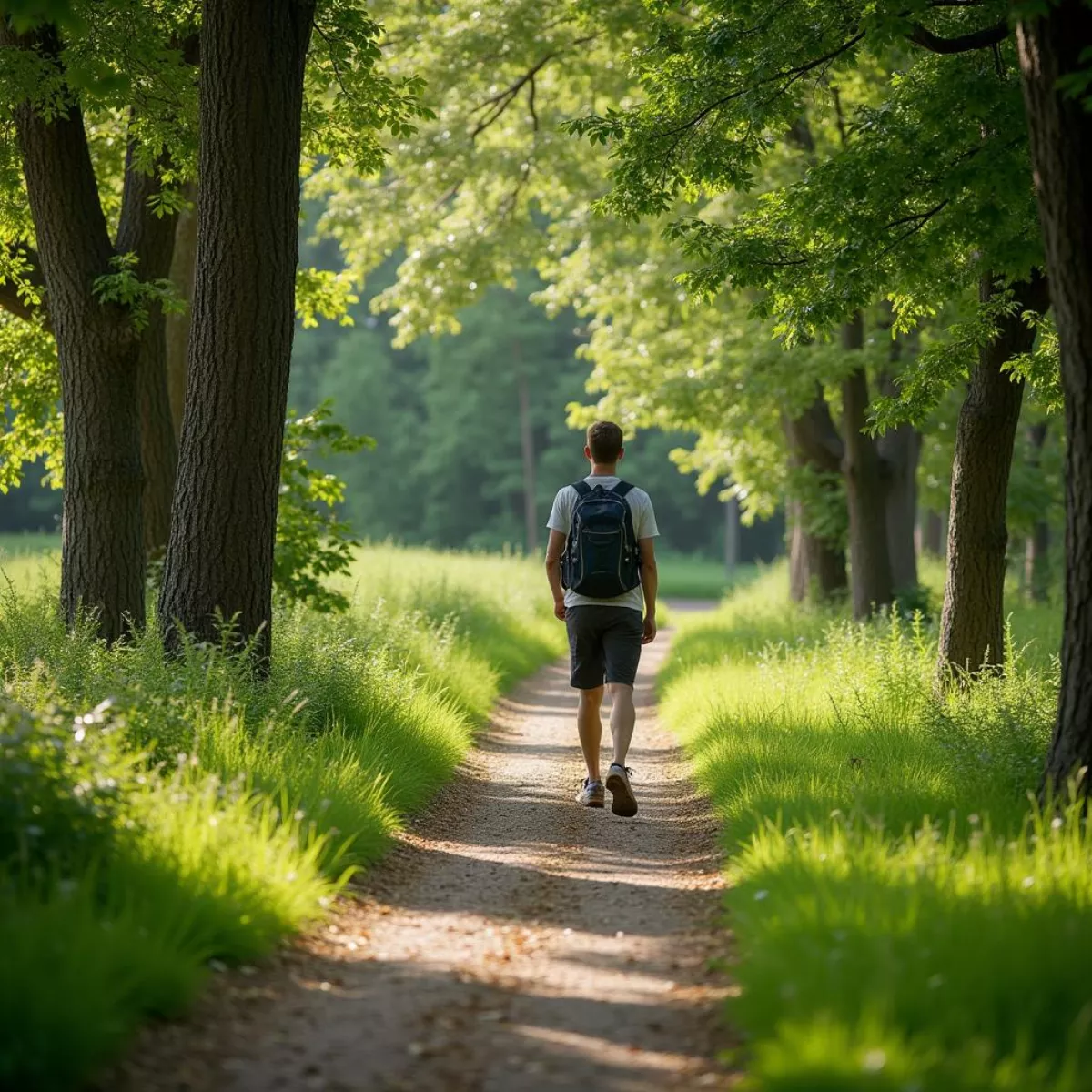 Person Hiking On A Trail In A Scenic Park