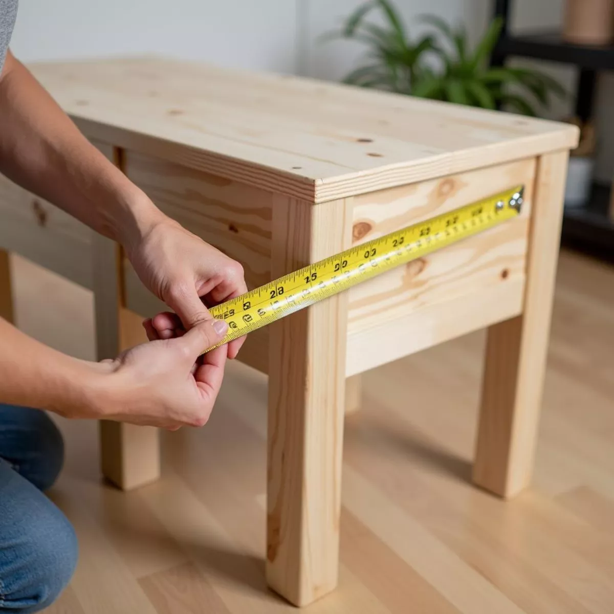 Person Measuring Furniture With A Tape Measure