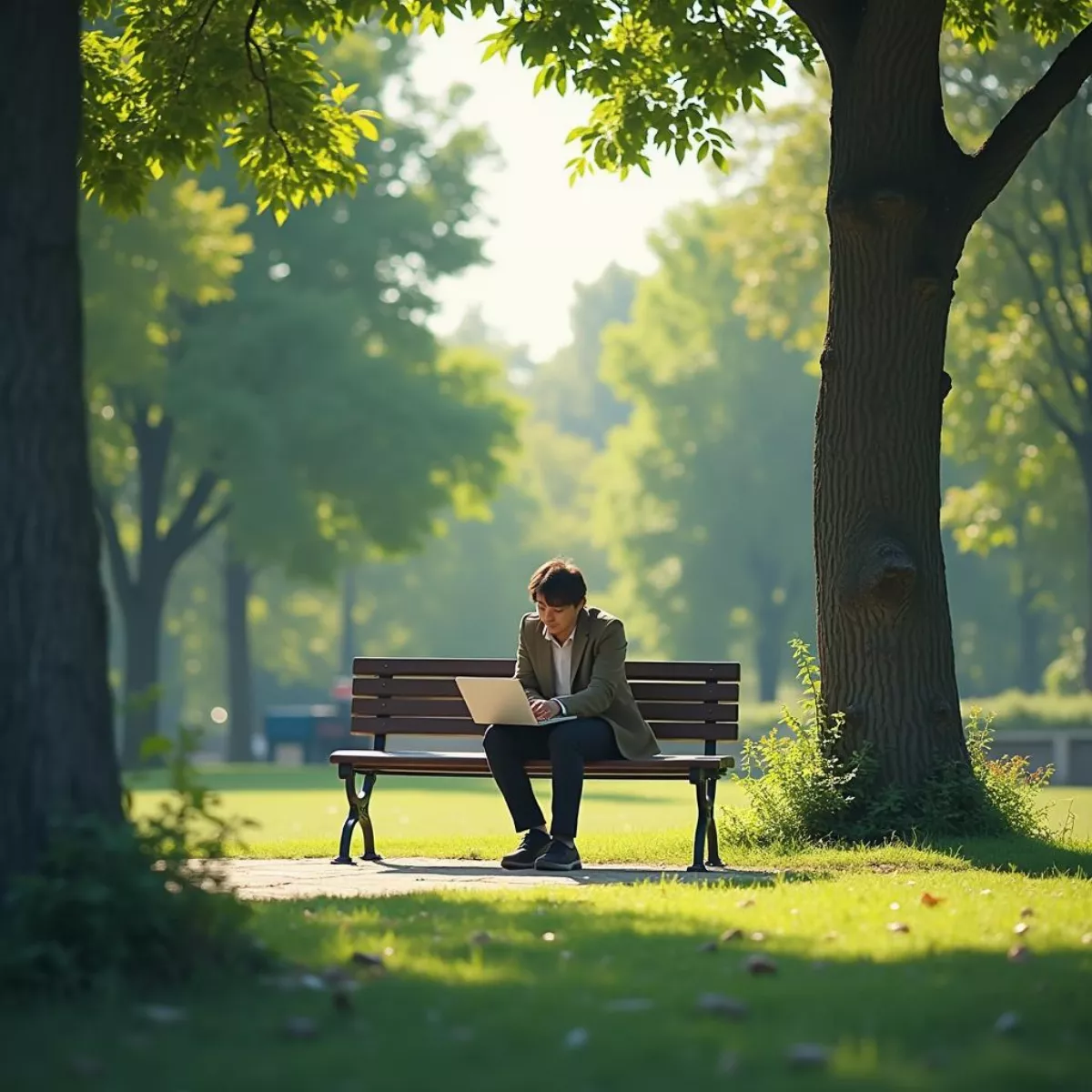 Person Taking Break Outdoors