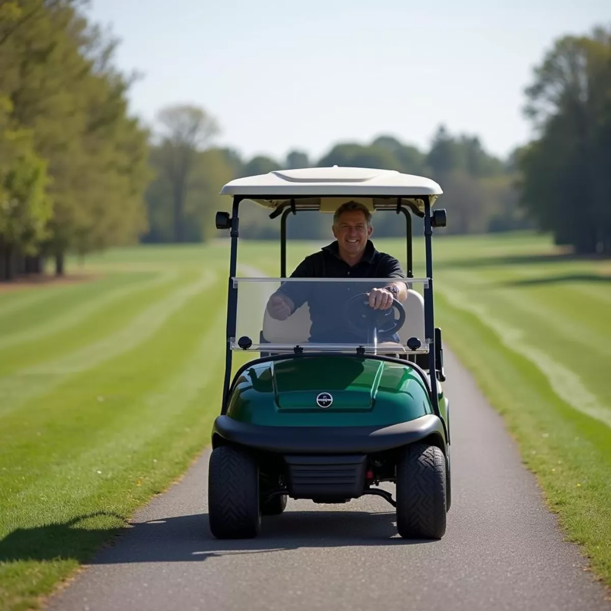 Person Test Driving A Golf Cart