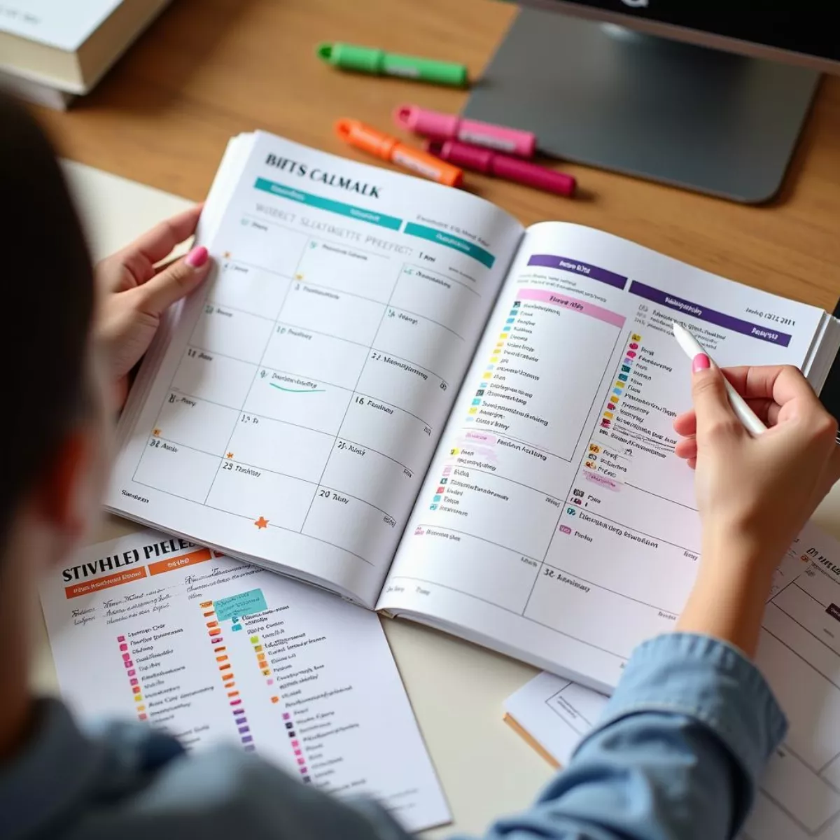 Person Using Calendar Planner To Set Goals