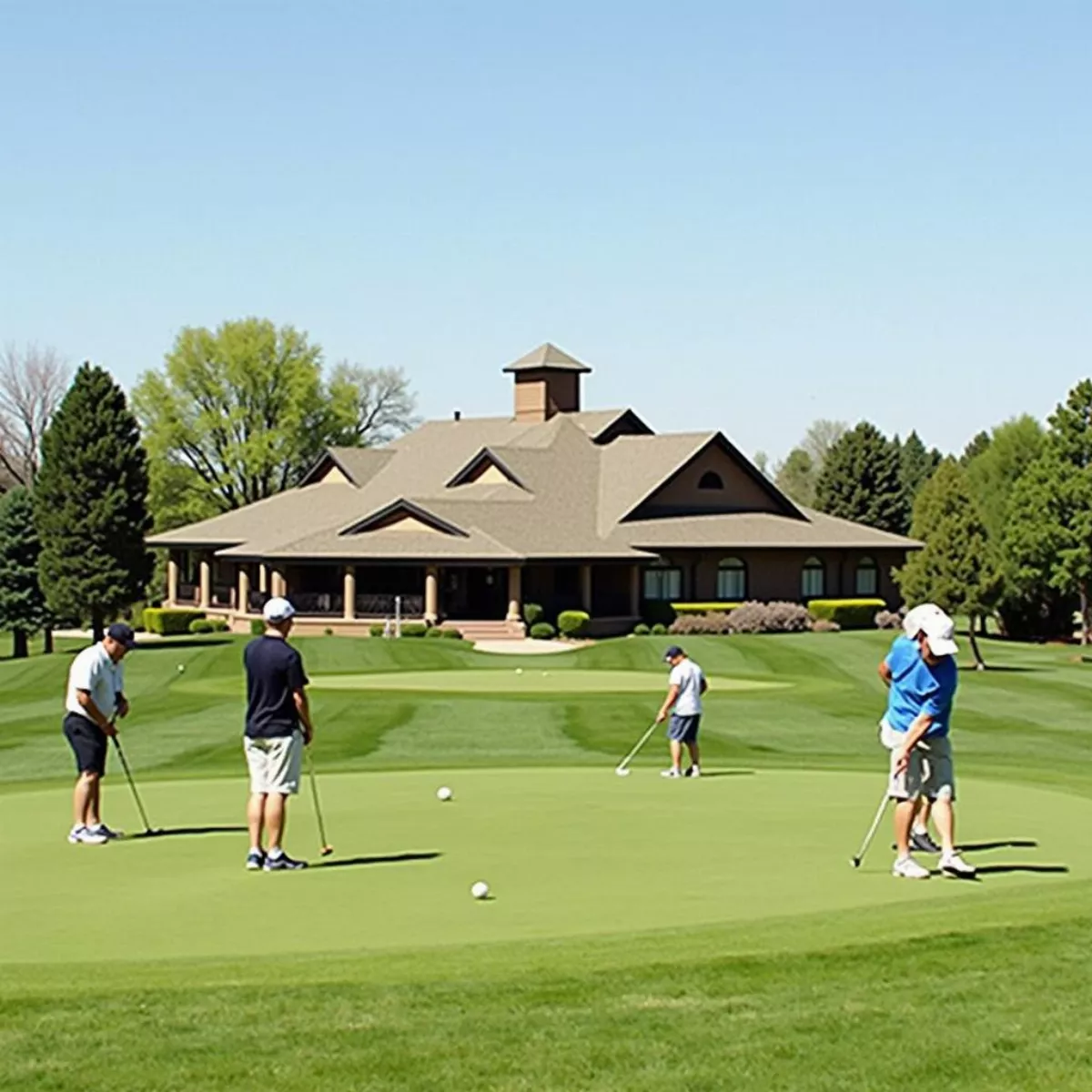 Golfers Enjoying A Round At Pine Shadows Golf Course