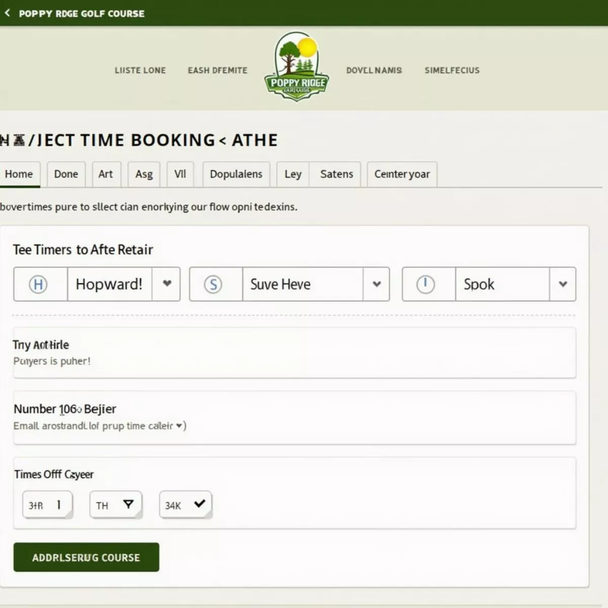 Poppy Ridge Golf Course Booking System