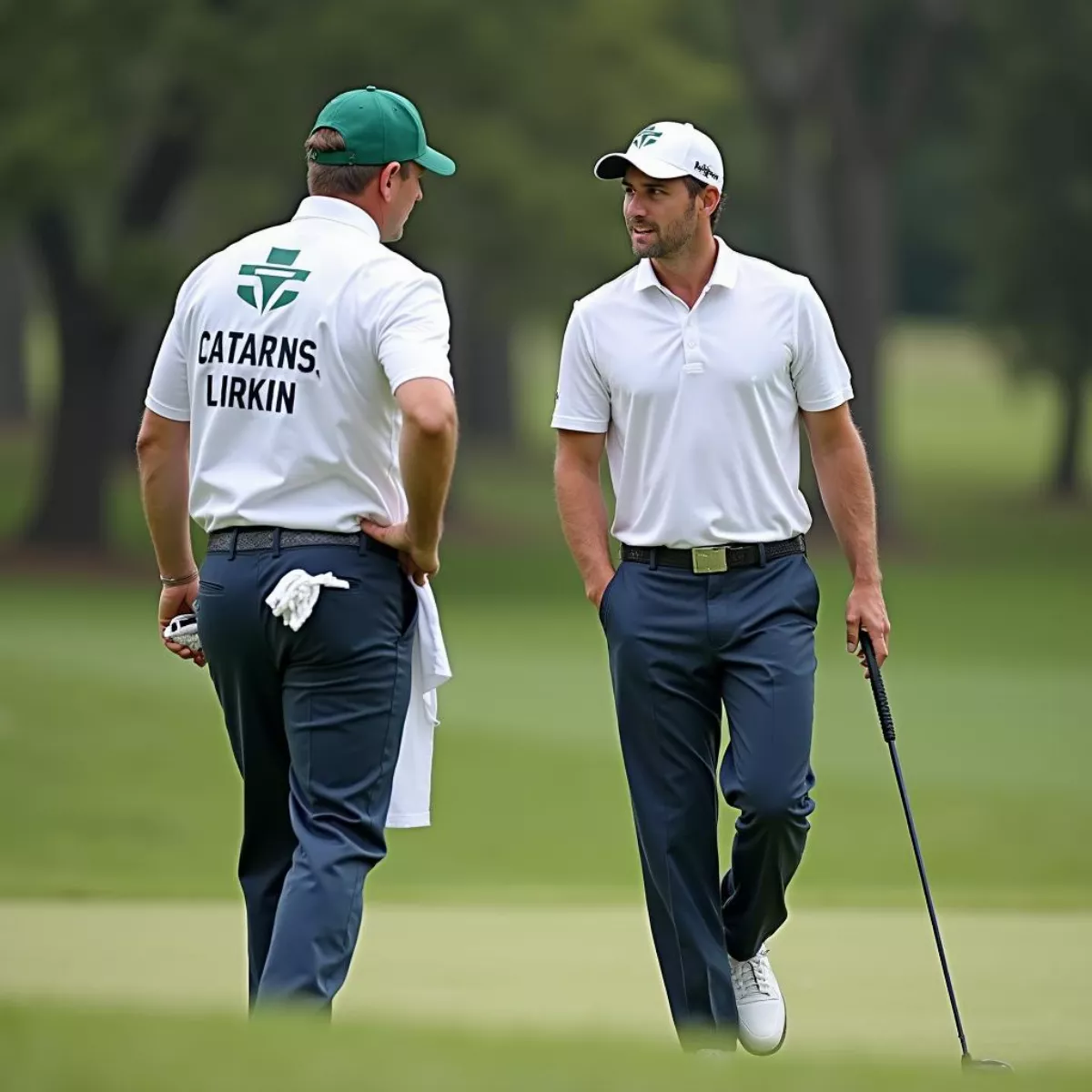 Pro Golfer And Caddie Discussing Strategy