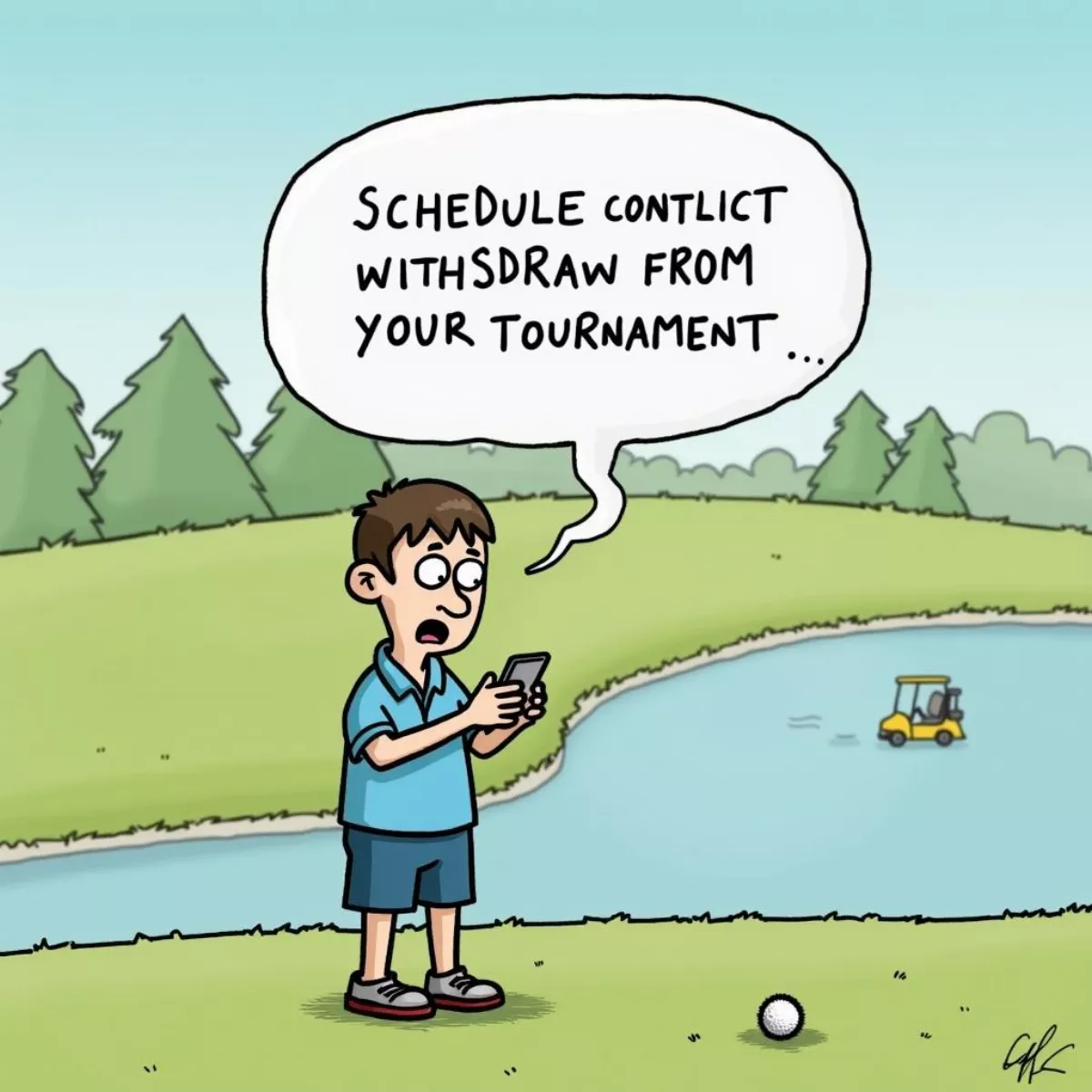 Professional Golfer Reviewing Schedule On Phone