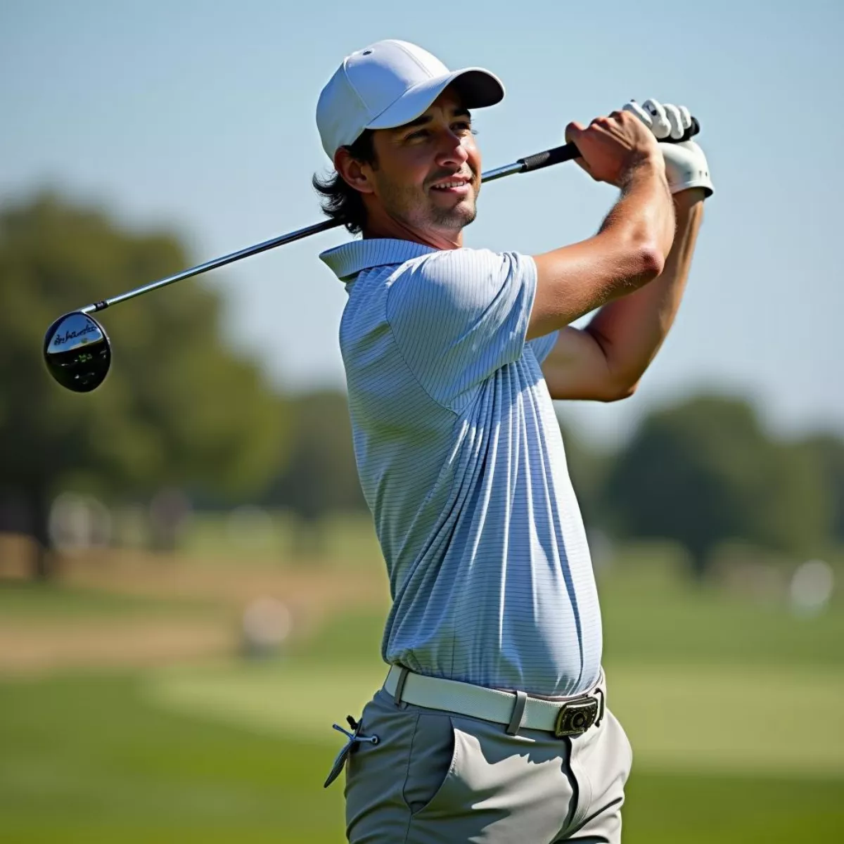 Professional Golfer Taking A Shot On The Golf Course