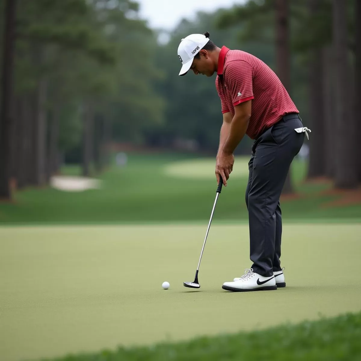 Pro Golfer Putting At Augusta