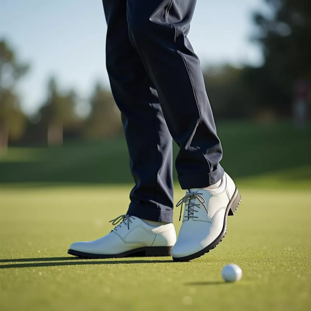 Professional Golfer In Stylish Spikeless Shoes