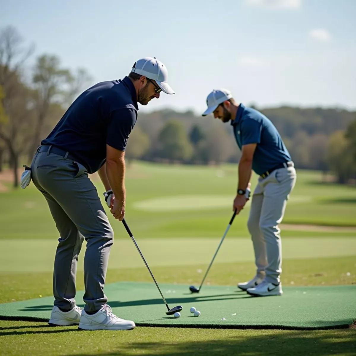 Professional Golf Coach Instructing A Student