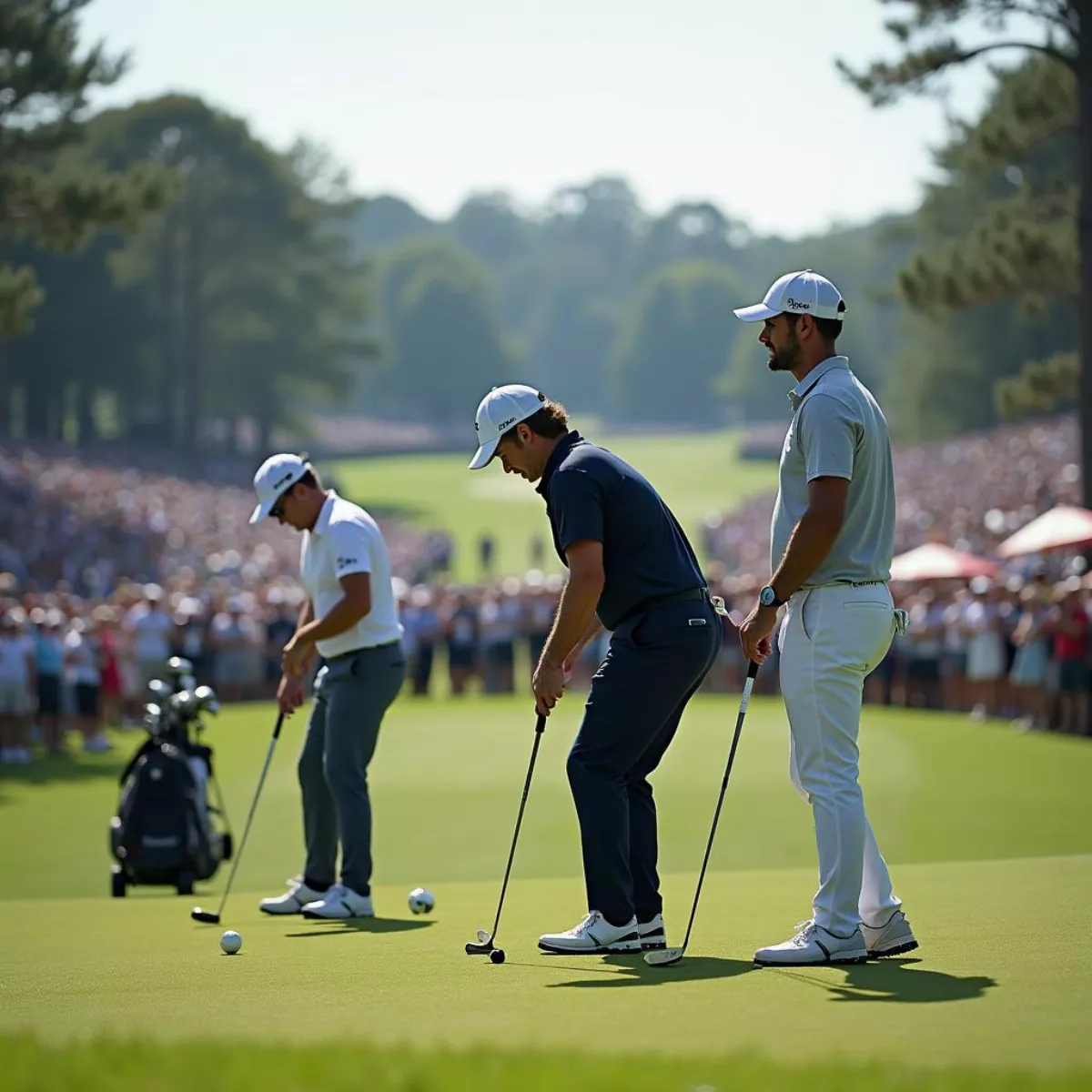 Professional Golfers Competing In A 3 Ball Format Tournament