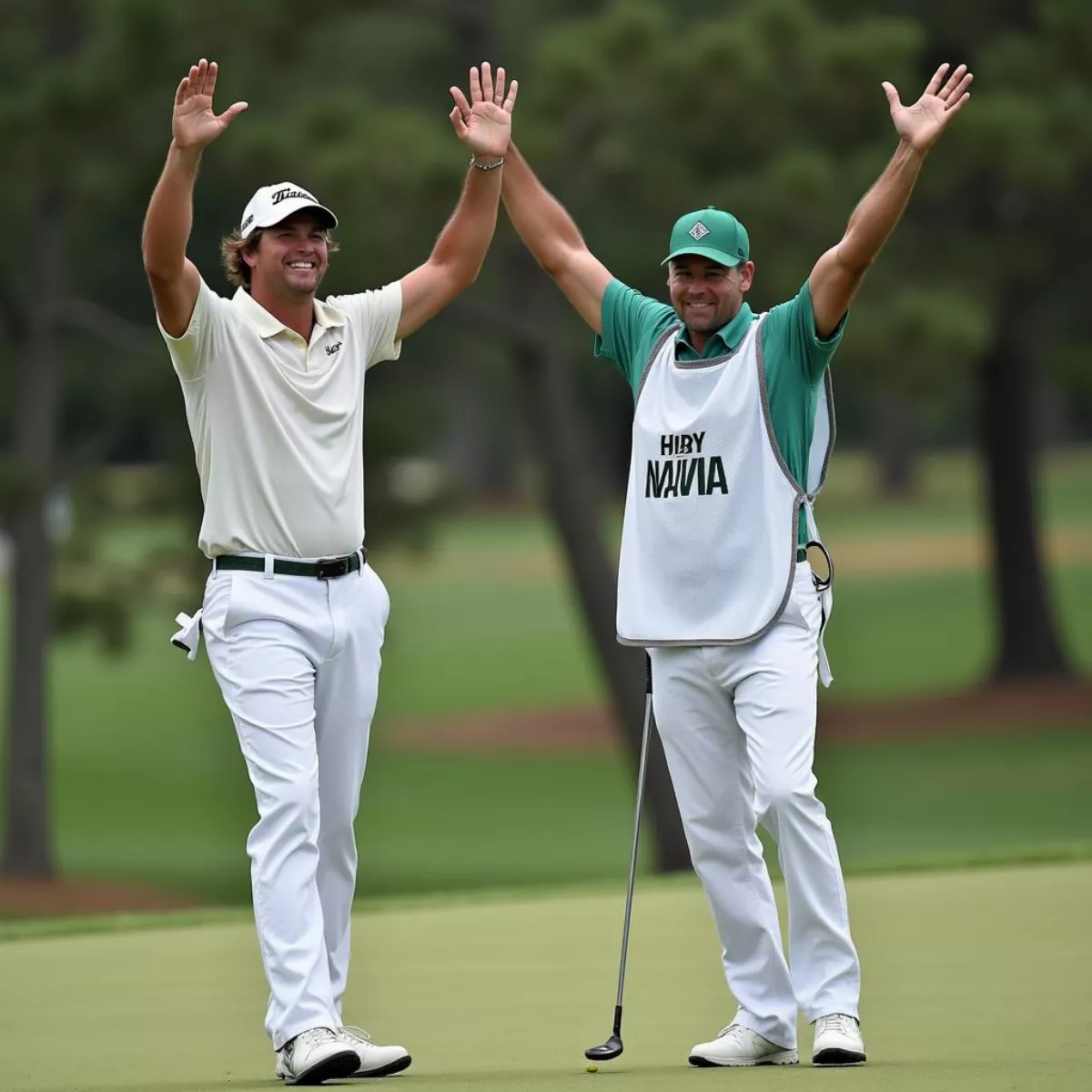 Golfer Celebrates With Their Caddy