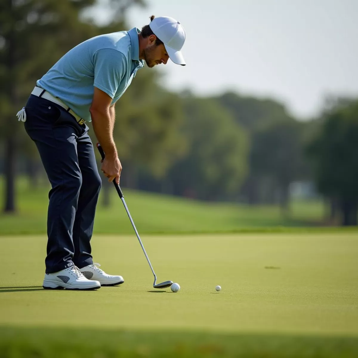 Professional Golfer Making A Putt